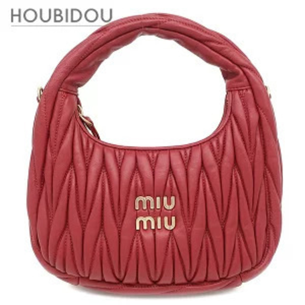 Miu Miu Bag Wonder Matelasse Leather Hobo Red Handbag Shoulder